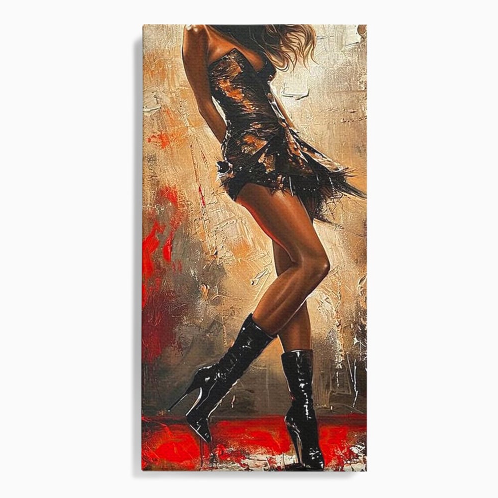 Tablou canvas cu tablou canvas cu silueta de dansatoare, fara rama, pe sasiu de lemn